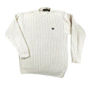 Timberland XL Cream Ribbed Cotton Crewneck Sweater